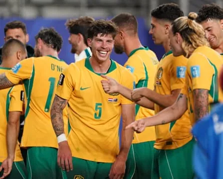 Jordy Bos and teammates celebrate after the full-time whistle in Santa Clara.