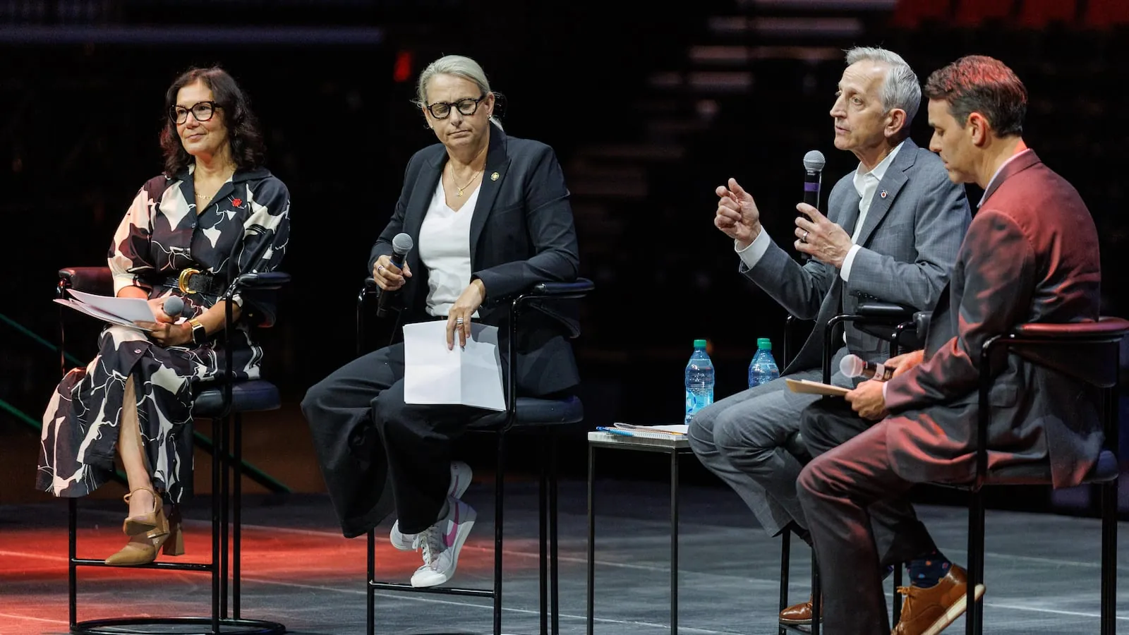 County Chair Jessica Vega Pederson, Sen. Kate Lieber, Mayor Keith Wilson, and Sen. Rob Wagner discuss a Moda Center deal.(John Rudoff/Photo Credit: John Rudoff)