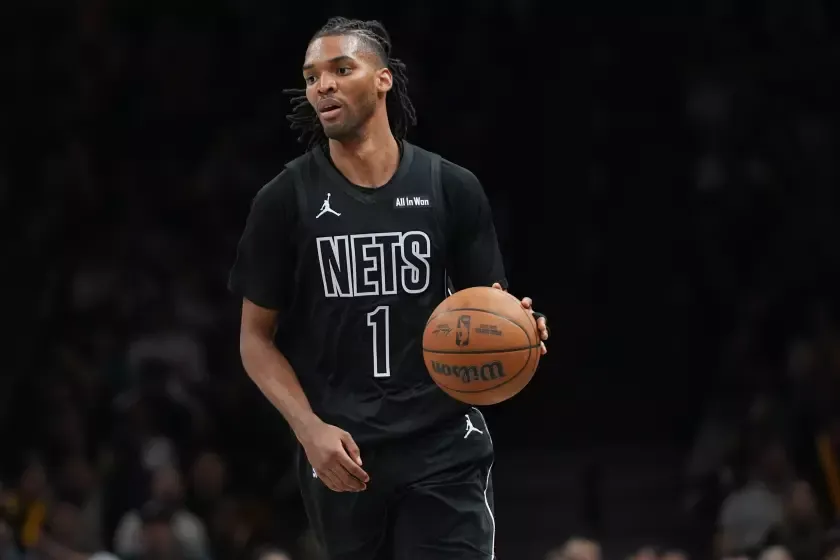 Brooklyn Nets' Ziaire Williams (1) during the second half of an NBA basketball game.