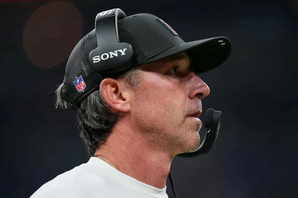 San Francisco 49ers head coach Kyle Shanahan was involved in a two-car collision on July 14, suffering several injuries, none of which is life-threatening. (Photo by Dylan Buell/Getty Images)(Dylan Buell via Getty Images)