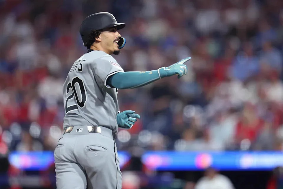 PHILADELPHIA, PENNSYLVANIA - JULY 14: Miguel Vargas #20 of the Chicago White Sox celebrates after hitting a home run during the eighth inning of the 2026 MLB All-Star Game at Citizens Bank Park on July 14, 2026 in Philadelphia, Pennsylvania. (Photo by Emilee Chinn/Getty Images)